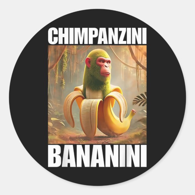Chimpanzini Bananini - Italienisch Brainrot Meme Runder Aufkleber (Vorderseite)