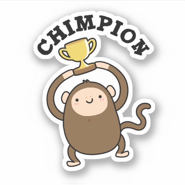 Chimpion Funny Champion Chimpanzee Pun Aufkleber (Vorderseite)