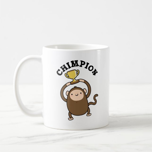 Chimpion Funny Champion Chimpanzee Pun Kaffeetasse (Links)