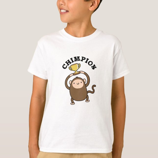 Chimpion Funny Champion Chimpanzee Pun T-Shirt (Vorderseite)