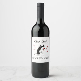 Chin Chin und eine Flasche Zin Funny Wine Cat Weinetikett