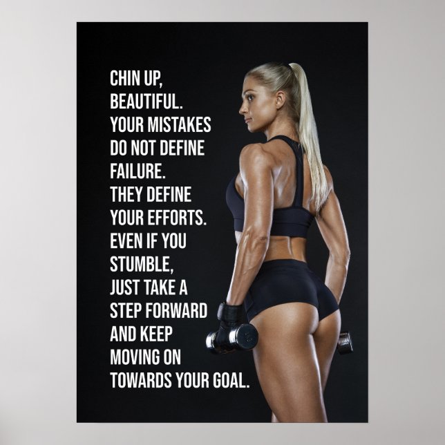 Chin Up Beautiful, Women's Gym Motivierend Poster (Vorne)