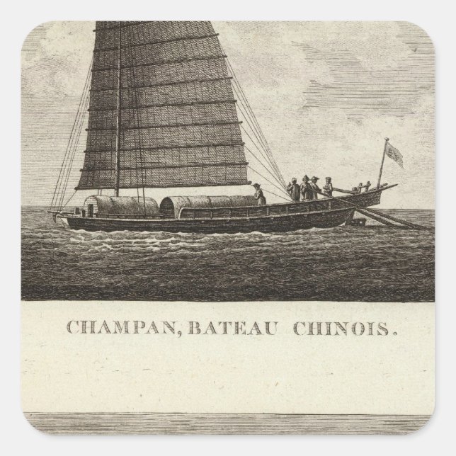 CHINA 3 QUADRATISCHER AUFKLEBER (Vorderseite)