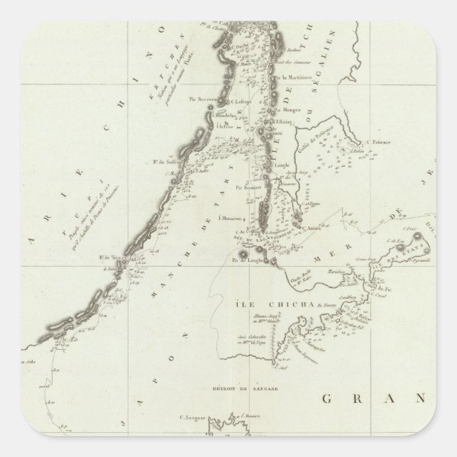CHINA 4 QUADRATISCHER AUFKLEBER (Vorderseite)