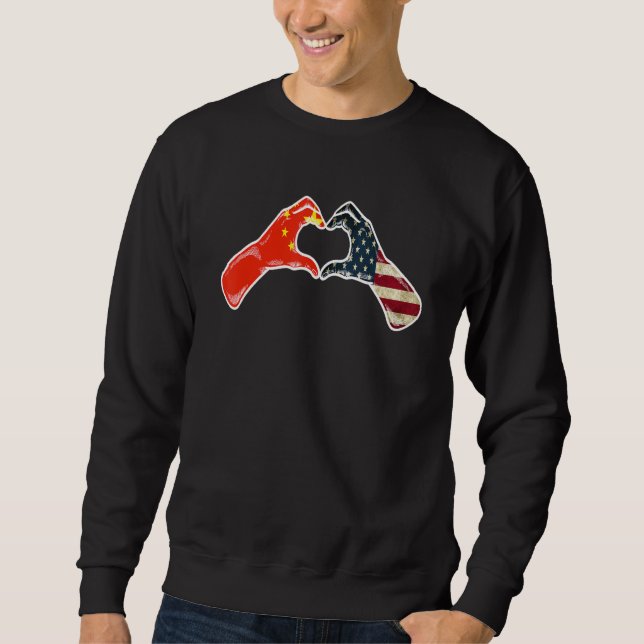 China American USA Flag  USA Chinese Heart 1 Sweatshirt (Vorderseite)