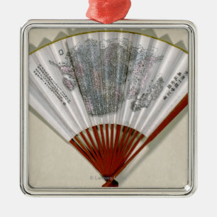 China auf dem Gesicht einer FanPanoramic Karte Silbernes Ornament