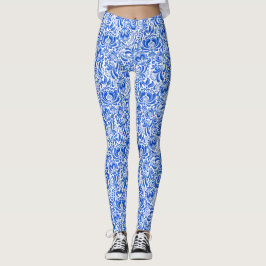 China Blau-Weiß-Leggings Leggings
