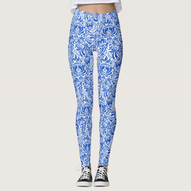 China Blau-Weiß-Leggings Leggings (Vorderseite)
