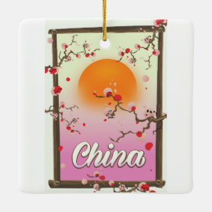 China Blossom Sonnenuntergang Keramikornament