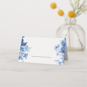 China Blue Watercolor Brautparty Platzkarte