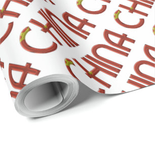 China Chinesische Flaggenfarben Typografie Geschenkpapier