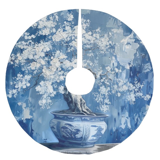 China Chinoiserie Cherry Polyester Weihnachtsbaumdecke (Vorderseite)