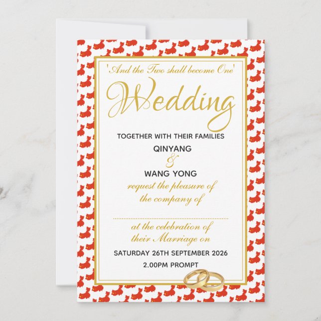 CHINA Christlich Scripture Custom Wedding 婚 礼 Einladung (Vorderseite)