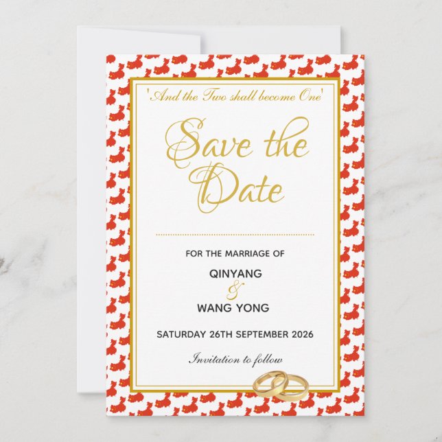 CHINA Custom Christlich Wedding 婚 礼 Save The Date (Vorderseite)
