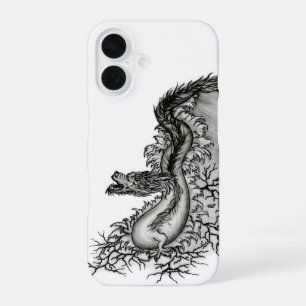 China-Drache, Schwarz-Weiß-Design im Tattoo-Stil iPhone 16 Hülle