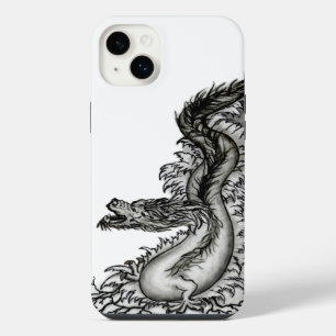 China-Drache, Schwarz-Weiß-Design im Tattoo-Stil iPhone 14 Plus Hülle