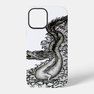 China-Drache, Schwarz-Weiß-Design im Tattoo-Stil iPhone Hülle