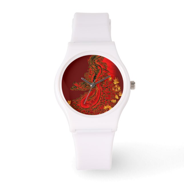 China Drachenrot und Golddesign Armbanduhr (Vorderseite)