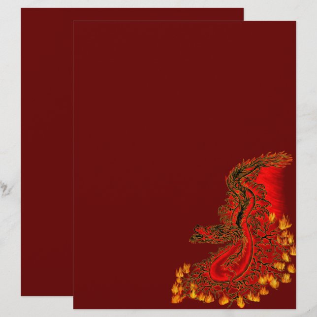 China Drachenrot und Golddesign Briefbogen (Vorne/Hinten)