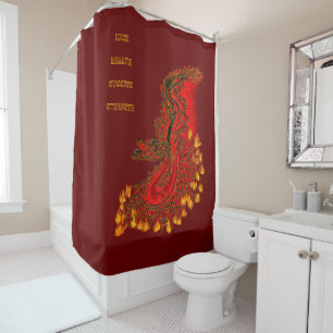 China Drachenrot und Golddesign Duschvorhang