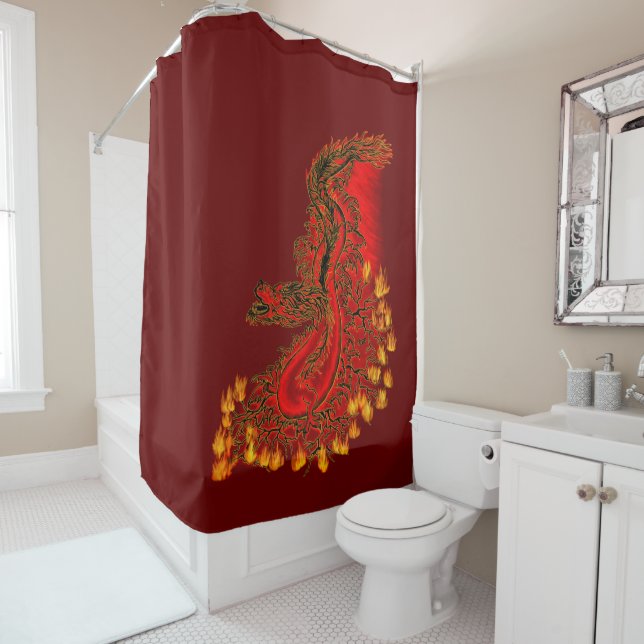 China Drachenrot und Golddesign Duschvorhang (Beispiel)