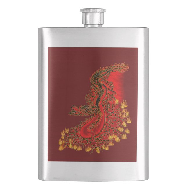 China Drachenrot und Golddesign Flachmann (Vorderseite)