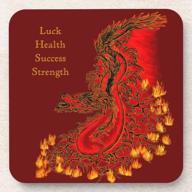 China Drachenrot und Golddesign Getränkeuntersetzer (Vorderseite)