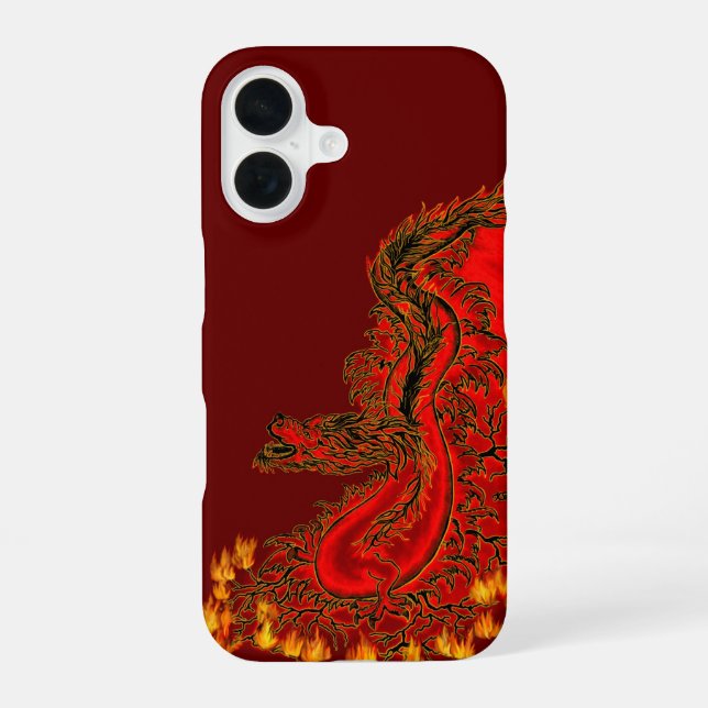 China Drachenrot und Golddesign iPhone 16 Hülle (Rückseite)