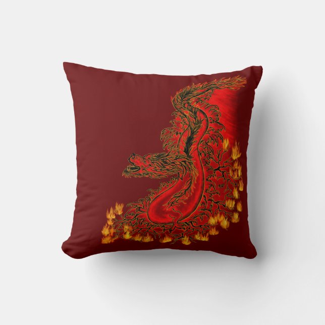 China Drachenrot und Golddesign Kissen (Vorderseite)
