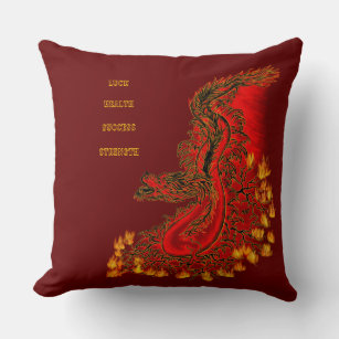 China Drachenrot und Golddesign Kissen