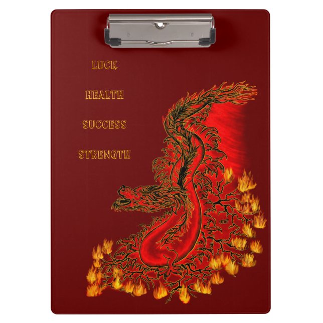 China Drachenrot und Golddesign Klemmbrett (Vorderseite)