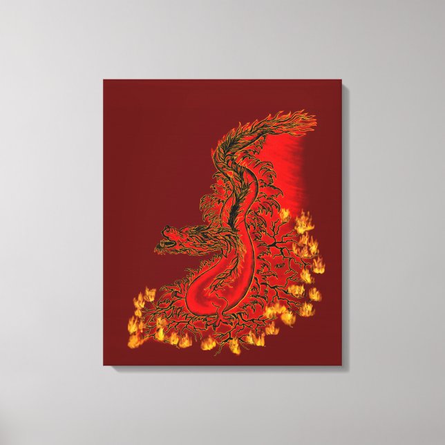 China Drachenrot und Golddesign Leinwanddruck (Vorderseite)