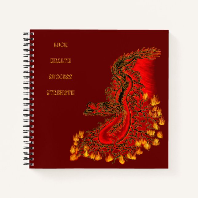 China Drachenrot und Golddesign Notizbuch (Vorderseite)