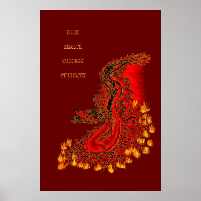 China Drachenrot und Golddesign Poster (Vorne)