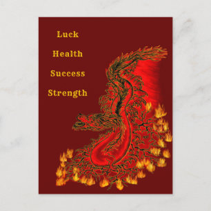 China Drachenrot und Golddesign Postkarte