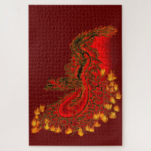 China Drachenrot und Golddesign Puzzle