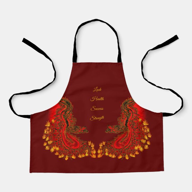 China Drachenrot und Golddesign Schürze (Vorderseite)
