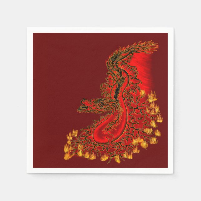 China Drachenrot und Golddesign Serviette (Vorderseite)
