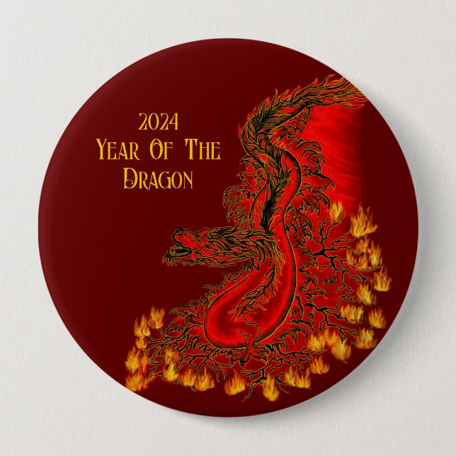 China Dragon , 2024 Jahr des Drachen Button (Vorderseite)
