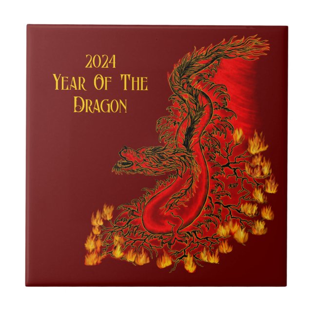 China Dragon , 2024 Jahr des Drachen Fliese (Vorderseite)