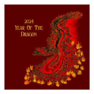 China Dragon , 2024 Jahr des Drachen Poster