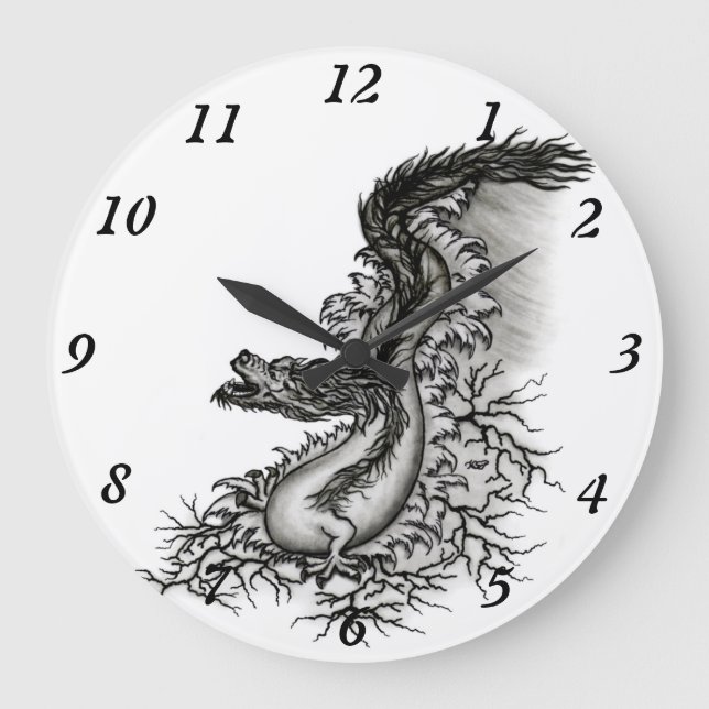 China Dragon Große Wanduhr (Vorderseite)