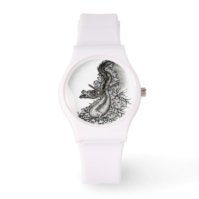 China Dragon im Tattoostil Armbanduhr (Vorderseite)
