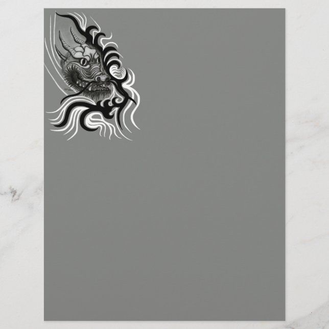 China Dragon im Tattoostil Briefbogen (Vorderseite)