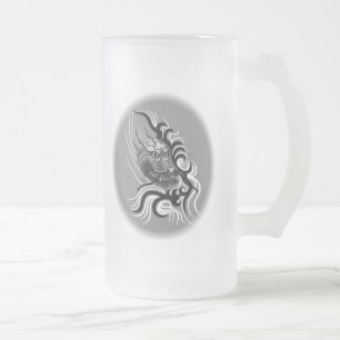 China Dragon im Tattoostil Mattglas Bierglas