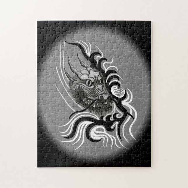 China Dragon im Tattoostil Puzzle (Vertikal)