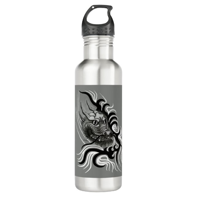 China Dragon im Tattoostil Trinkflasche (Vorderseite)