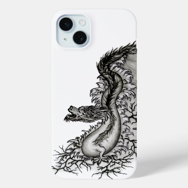 China Dragon, Schwarzweiß-Design in Tattoostyl Case-Mate iPhone Hülle (Rückseite)