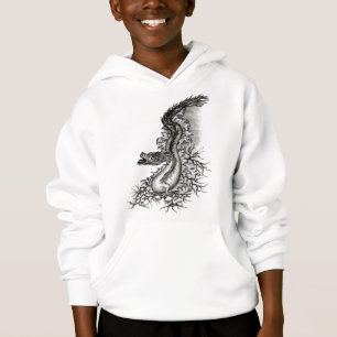 China Dragon, Schwarzweiß-Design in Tattoostyl Hoodie