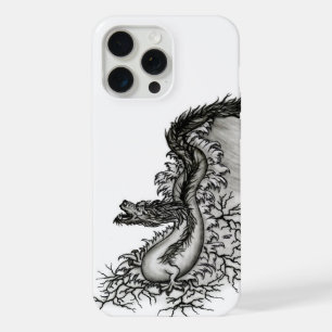 China Dragon, Schwarzweiß-Design in Tattoostyl iPhone 15 Pro Max Hülle